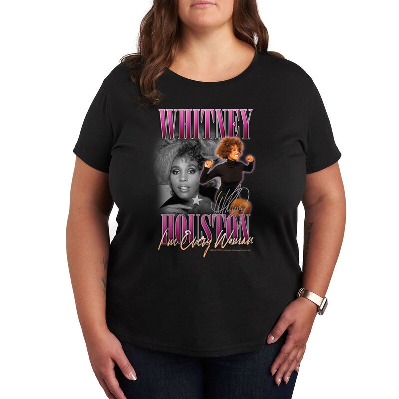 アニメキャラクター レディース トップス Tシャツ プラスサイズ グラフィック Licensed Character Plus Whitney Houston Every Woman Graphic Tee Black ブラック