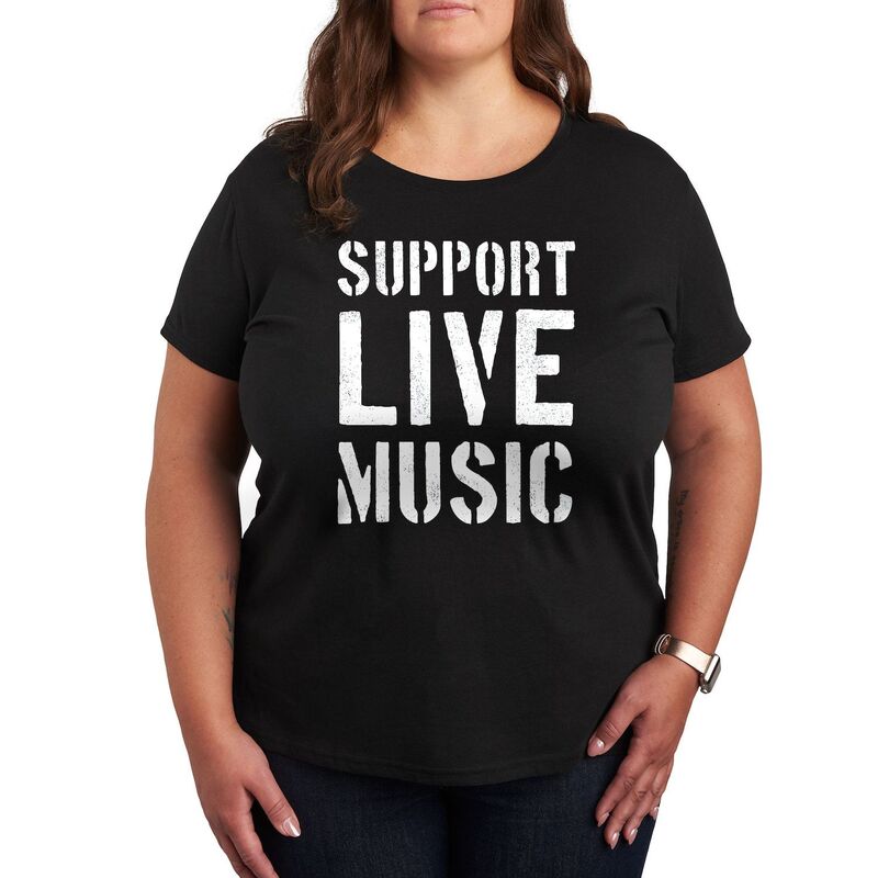 アンブランデッド レディース トップス Tシャツ プラスサイズ グラフィック Unbranded Plusupport Live Music Graphic Tee Black ブラック 6,190円