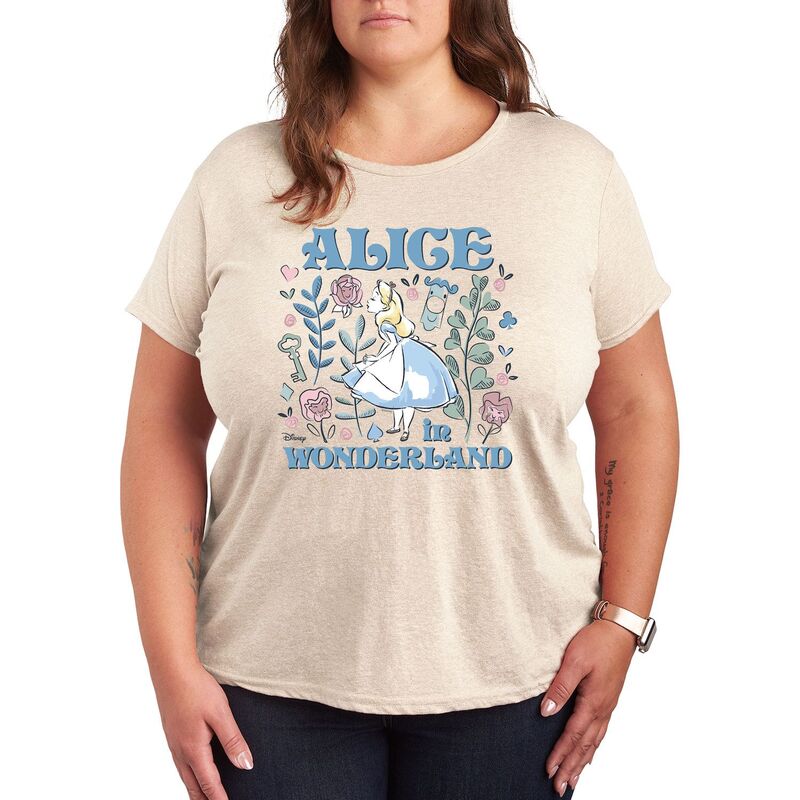 ディズニー レディース トップス Tシャツ プラスサイズ グラフィック Disney's Alice in Wonderland Plus Pastel Alice Graphic Tee Beige ベージュ