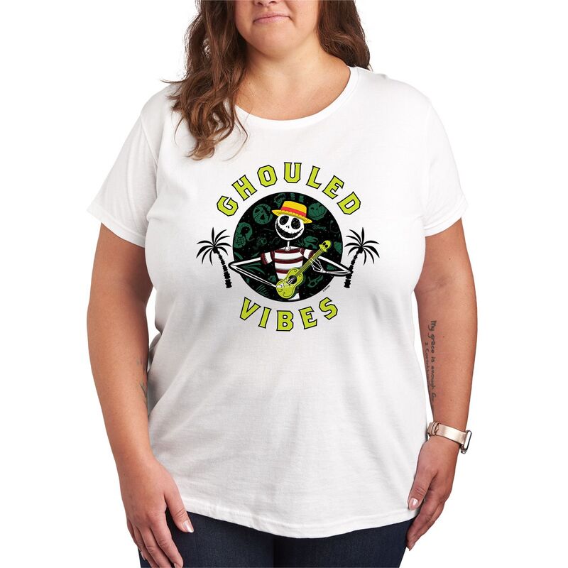 ディズニー レディース トップス Tシャツ プラスサイズ グラフィック Disney's The Nightmare Before Christmas Jack Skellington Plusize Ghouled Vibes Graphic Tee White ホワイト