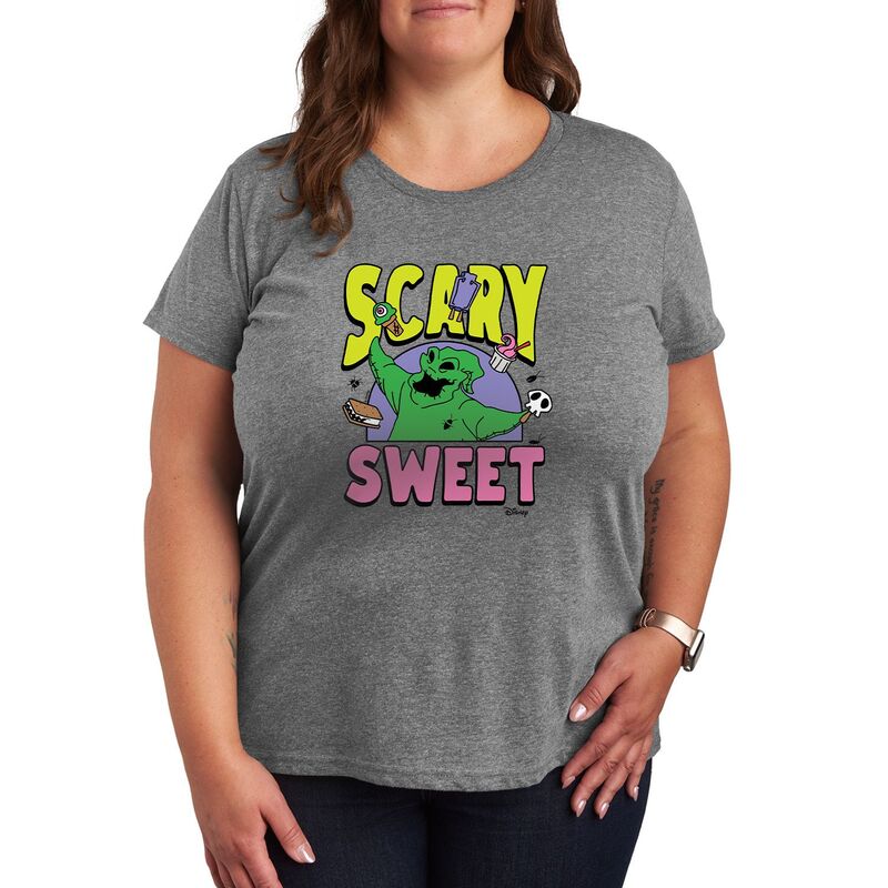 ディズニー レディース トップス Tシャツ プラスサイズ グラフィック Disney's The Nightmare Before Christmas Oogie Boogie Plusize Scary Sweet Graphic Tee Heather Gray グレー