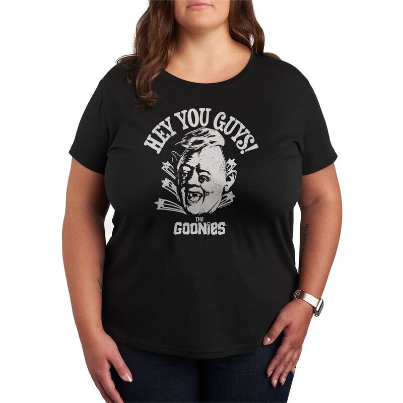 アニメキャラクター レディース トップス Tシャツ プラスサイズ グラフィック Licensed Character Plusize The Goonies Heyou Guyshort Sleeve Graphic Tee Black ブラック