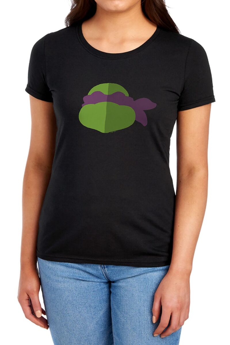 アニメキャラクター レディース トップス Tシャツ ミニ グラフィック Licensed Character Juniors' Teenage Mutant Ninja Turtles Donatello Minimal Portrait Graphic Tee Black ブラック
