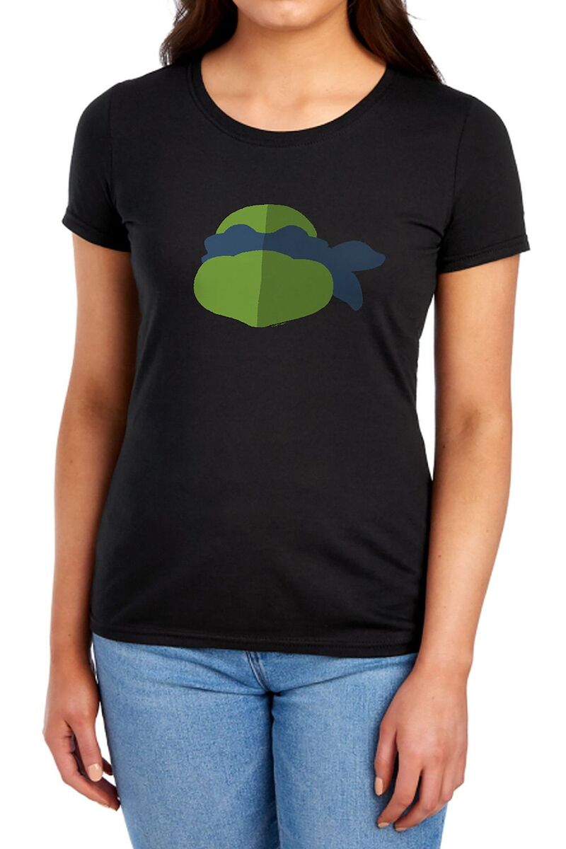 アニメキャラクター レディース トップス Tシャツ ミニ グラフィック Licensed Character Juniors' Teenage Mutant Ninja Turtles Leonardo Minimal Portrait Graphic Tee Black ブラック