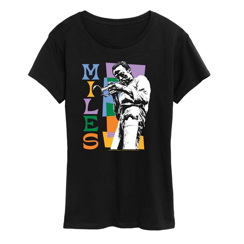 アニメキャラクター レディース トップス Tシャツ グラフィック Licensed Character Women's Miles Davis Color Block Graphic Tee Black ブラック