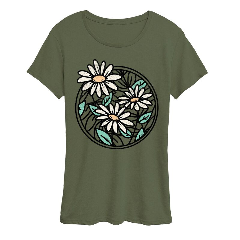 アニメキャラクター レディース トップス Tシャツ グラフィック Licensed Character Women's Wildflower Circle Graphic Tee Burnt Olive オリーブ