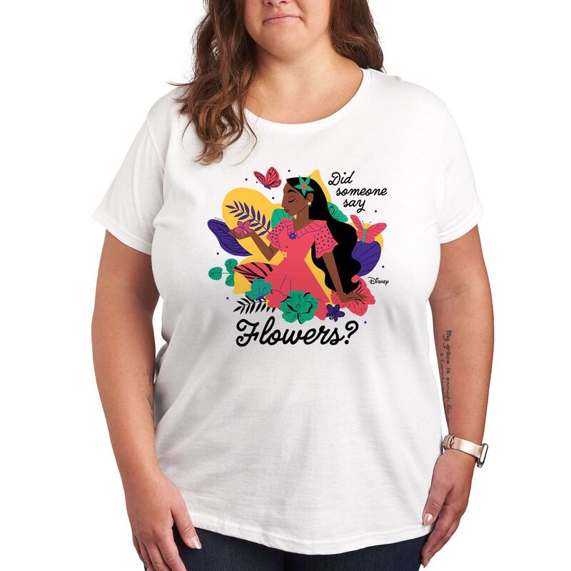 ディズニー レディース トップス Tシャツ プラスサイズ グラフィック Disney's Encanto Isabela Plus Did Someone Say Flowers Graphic Tee White ホワイト