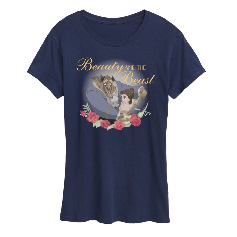 ディズニー レディース トップス Tシャツ グラフィック Disney's Beauty and the Beast Women's Roses Graphic Tee Navy ネイビー