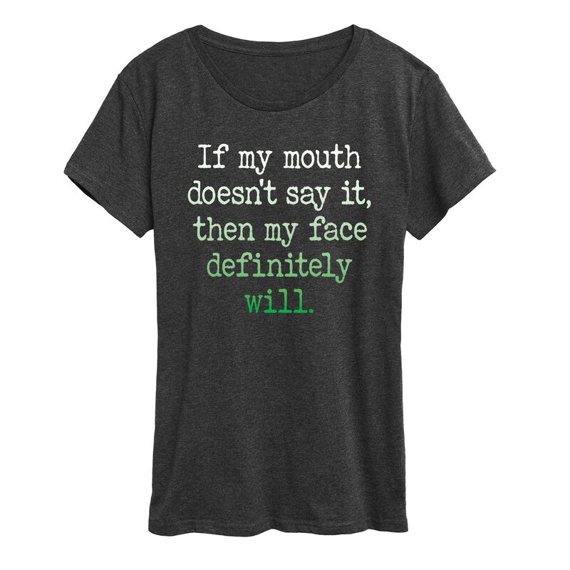 アニメキャラクター レディース トップス Tシャツ グラフィック Licensed Character Women's If My Mouth Doesn't Say It Graphic Tee Heather Charcoal チャコール