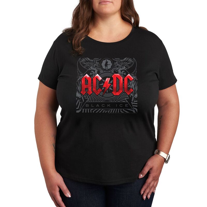 アニメキャラクター レディース トップス Tシャツ プラスサイズ グラフィック Licensed Character Plus ACDC Black Ice Graphic Tee Black ブラック