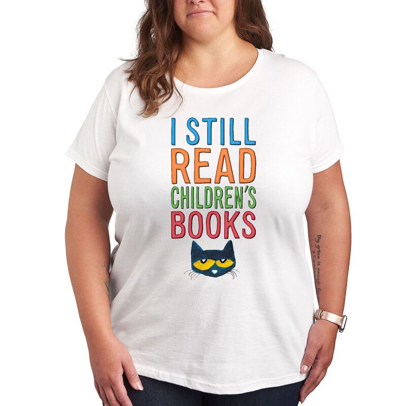 アニメキャラクター レディース トップス Tシャツ プラスサイズ グラフィック Licensed Character Plus Pete The Cat I Still Read Books Graphic Tee White ホワイト