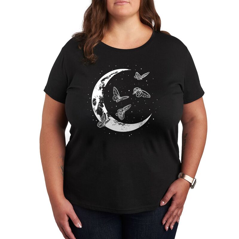 アニメキャラクター レディース トップス Tシャツ プラスサイズ グラフィック Licensed Character Plus Butterfly Moon Graphic Tee Black ブラック