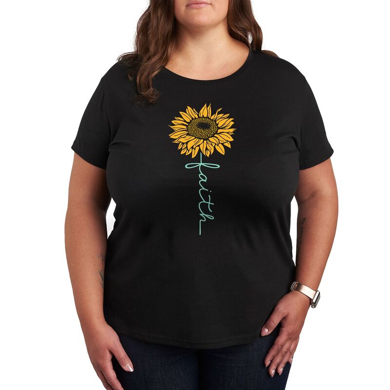 アニメキャラクター レディース トップス Tシャツ プラスサイズ グラフィック Licensed Character Plus Faith Sunflower Graphic Tee Black ブラック