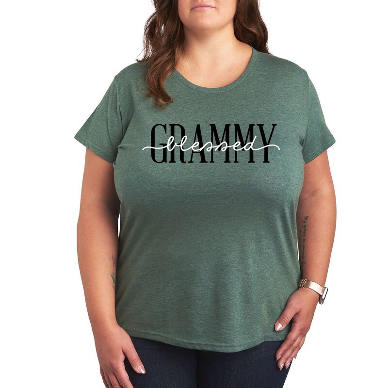 アニメキャラクター レディース トップス Tシャツ プラスサイズ グラフィック Licensed Character Plus Blessed Grammy Graphic Tee Heather Juniper ヘザー
