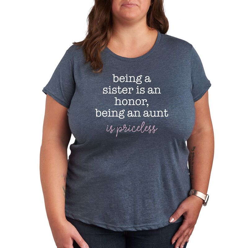 アニメキャラクター レディース トップス Tシャツ プラスサイズ グラフィック Licensed Character Plus Being An Aunt Priceless Graphic Tee Heather Blue ヘザー