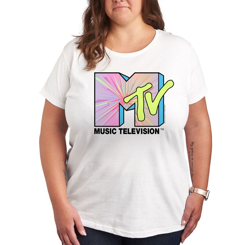 アニメキャラクター レディース トップス Tシャツ プラスサイズ グラフィック Licensed Character Plus MTV Club Art Graphic Tee White ホワイト