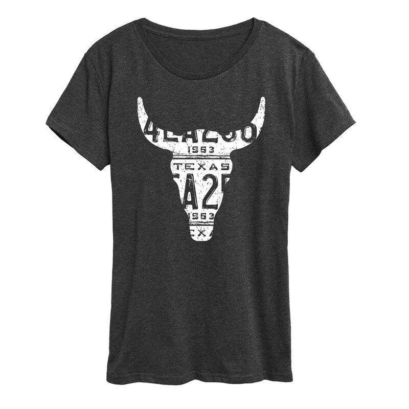 アニメキャラクター レディース トップス Tシャツ グラフィック Licensed Character Women's Texas License Plate Steer Graphic Tee Heather Charcoal チャコール