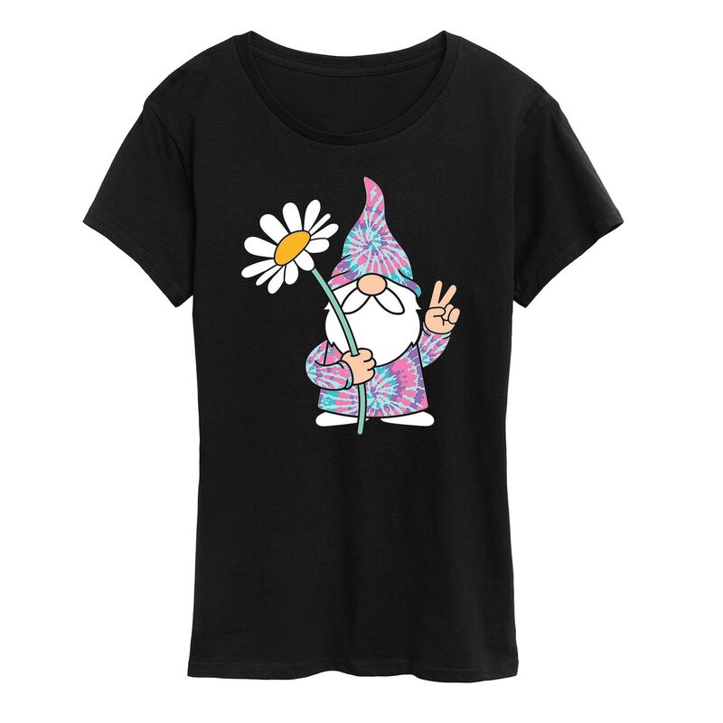 アニメキャラクター レディース トップス Tシャツ グラフィック Licensed Character Women's Tie Dye Gnome With Daisy Graphic Tee Black ブラック