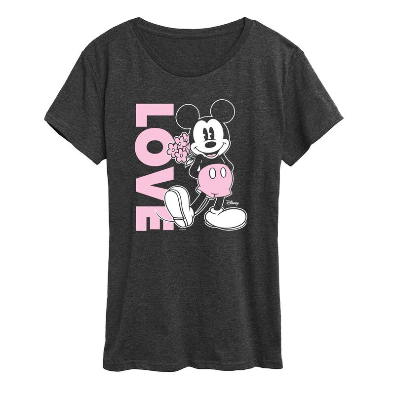ディズニー レディース トップス Tシャツ グラフィック Disney's Mickey Mouse Women's Love Graphic Tee Heather Charcoal チャコール 6,784円