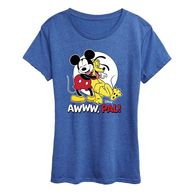 ディズニー レディース トップス Tシャツ グラフィック Disney's Mickey Mouse & Pluto Women's Awww Pal Graphic Tee Heatheroyal Blue ヘザー