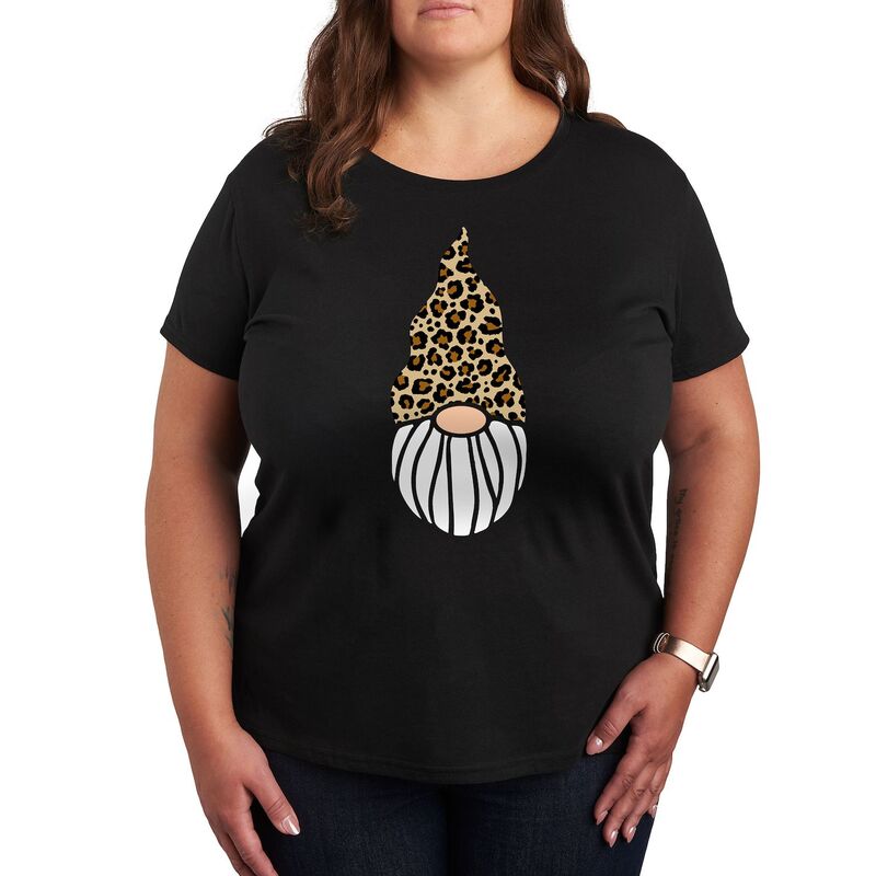 アニメキャラクター レディース トップス Tシャツ プラスサイズ プリント グラフィック Licensed Character Plus Leopard Print Gnome Graphic Tee Black ブラック