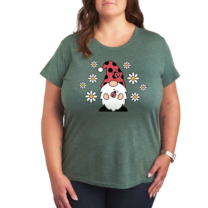 アニメキャラクター レディース トップス Tシャツ プラスサイズ グラフィック Licensed Character Plus Ladybugnome Graphic Tee Heather Green ヘザー