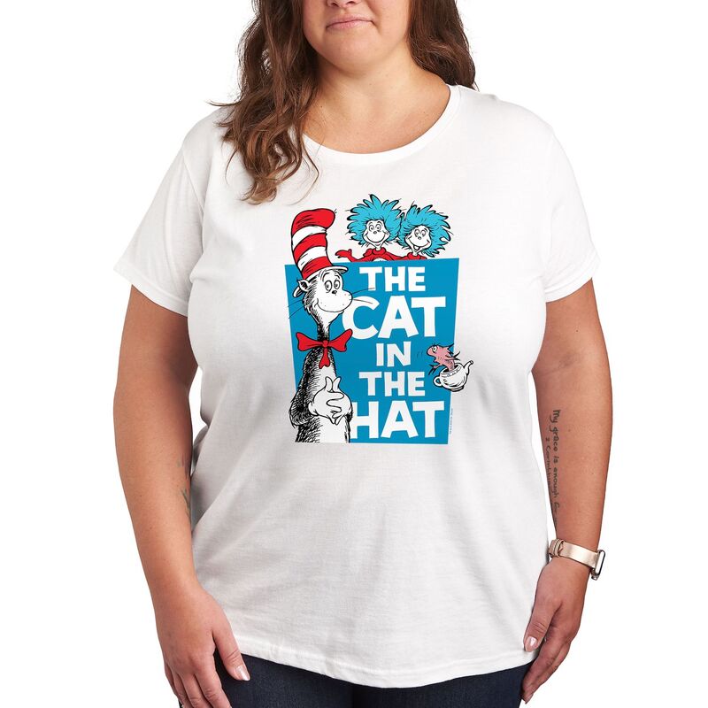 アニメキャラクター レディース トップス Tシャツ プラスサイズ グラフィック Licensed Character Plus Dr. Seuss Cat In The Hat Graphic Tee White ホワイト