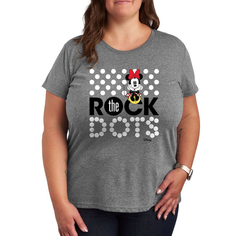 ディズニー レディース トップス Tシャツ プラスサイズ グラフィック Disney's Minnie Mouse Plus Rock The Dots Graphic Tee Heather Gray グレー