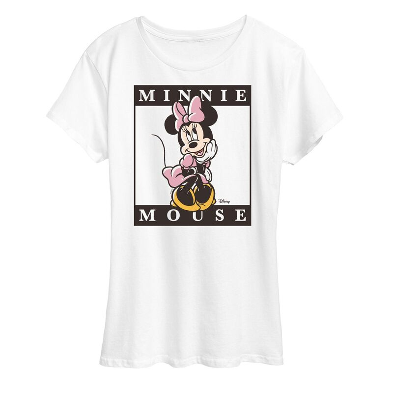 ディズニー レディース トップス Tシャツ グラフィック Disney's Minnie Mouse Type Block Graphic Tee White ホワイト