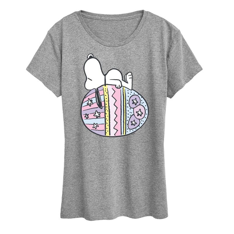 アニメキャラクター レディース トップス Tシャツ グラフィック Licensed Character Women's Peanutsnoopy Easter Eggraphic Tee Heather Gray グレー