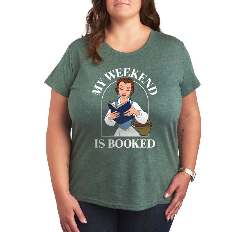 ディズニー レディース トップス Tシャツ プラスサイズ グラフィック Disney Princess Belle Plus Weekend Graphic Tee Heather Green ヘザー 6,614円