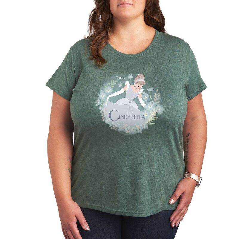 ディズニー レディース トップス Tシャツ プラスサイズ グラフィック Disney Princess Cinderella Plus Graphic Tee Heather Green ヘザー