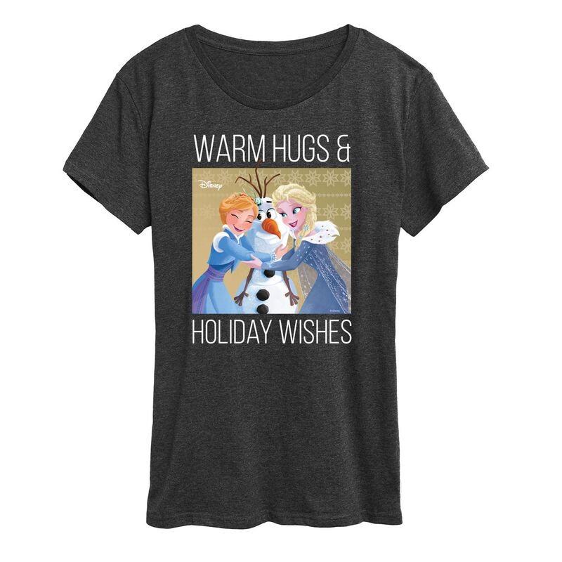 ディズニー レディース トップス Tシャツ グラフィック Disney's Frozen 2 Women's Holiday Wishes Graphic Tee Heather Charcoal チャコール