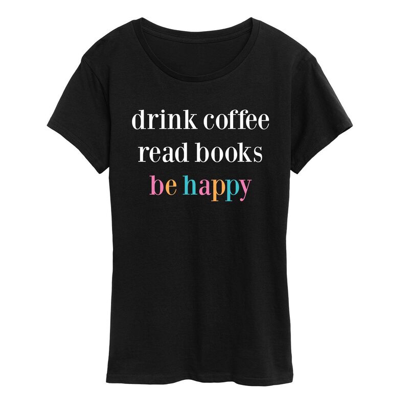 アニメキャラクター レディース トップス Tシャツ グラフィック Licensed Character Women's Drink Coffee Be Happy Graphic Tee Black ブラック