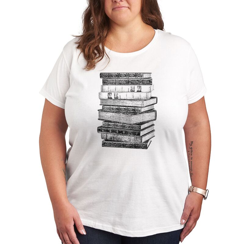 アニメキャラクター レディース トップス Tシャツ プラスサイズ グラフィック Licensed Character Plustacked Books Graphic Tee White ホワイト 6,190円