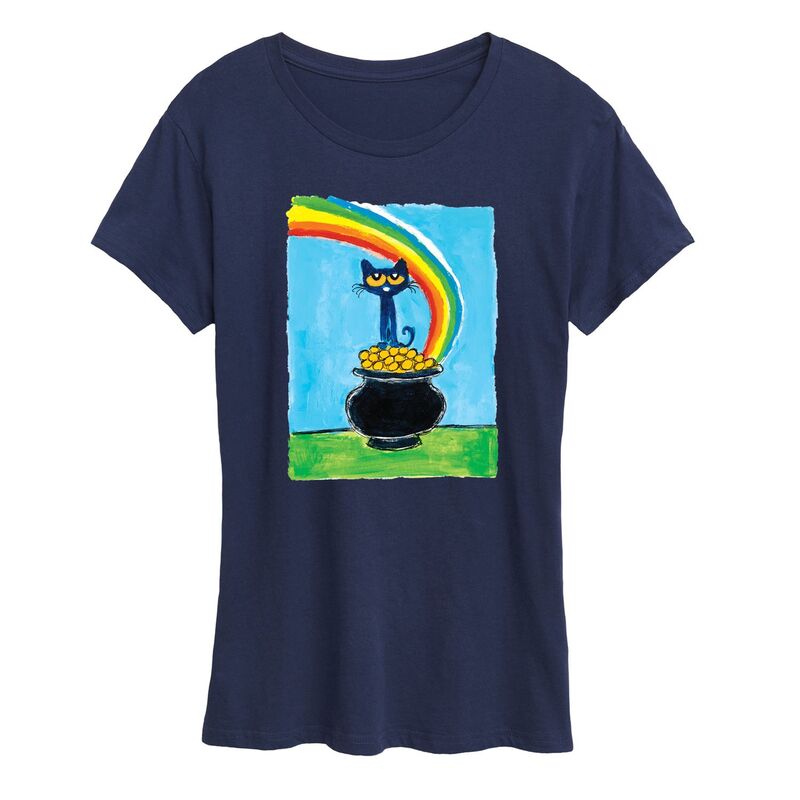 アニメキャラクター レディース トップス Tシャツ グラフィック Licensed Character Women's Pete The Cat Rainbow Pot Of Gold Graphic Tee Navy ネイビー