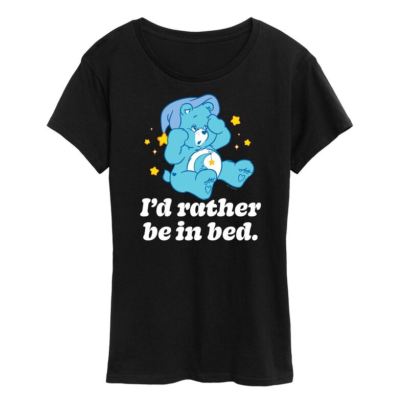 アニメキャラクター レディース トップス Tシャツ グラフィック Licensed Character Women's Care Bears Rather Be In Bed Graphic Tee Black ブラック