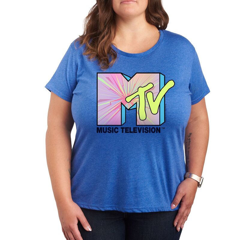 アニメキャラクター レディース トップス Tシャツ プラスサイズ グラフィック Licensed Character Plus MTV Club Art Graphic Tee Heatheroyal Blue ヘザー
