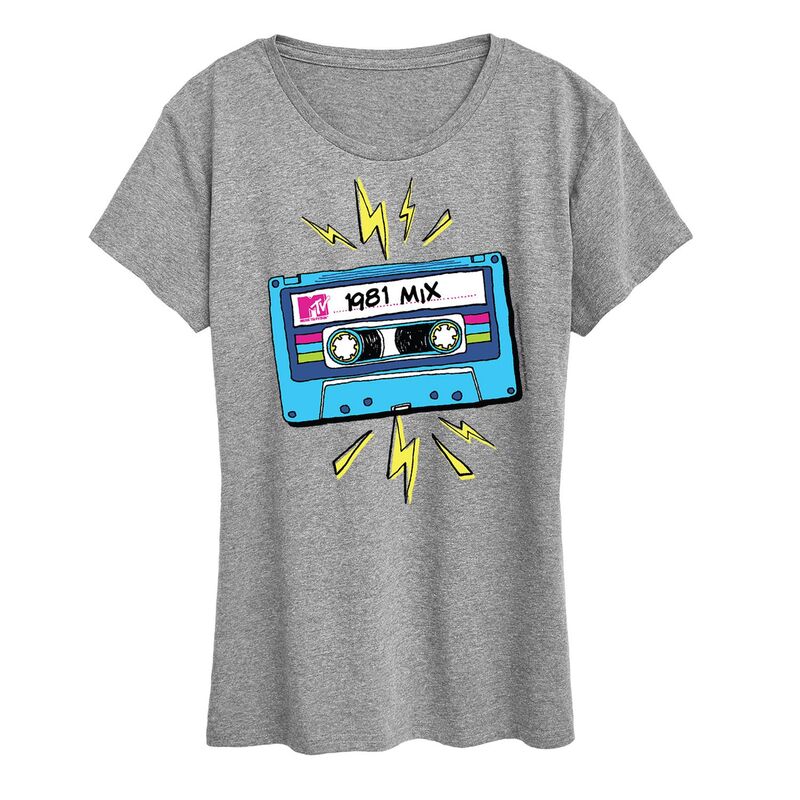 アニメキャラクター レディース トップス Tシャツ グラフィック Licensed Character Women's MTV Cassette Graphic Tee Heather Gray グレー