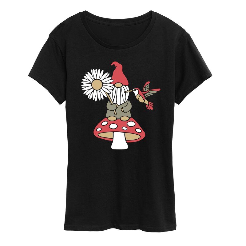 アニメキャラクター レディース トップス Tシャツ グラフィック Licensed Character Women's Mushroom Gnome Graphic Tee Black ブラック