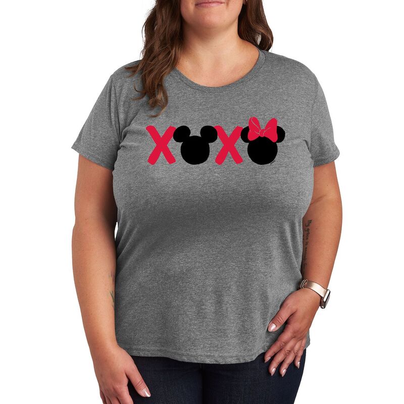 ディズニー レディース トップス Tシャツ プラスサイズ グラフィック Disney's Mickey & Minnie Mouse Plusize XOXO Graphic Tee Heather Gray グレー