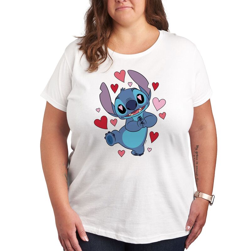 ディズニー レディース トップス Tシャツ プラスサイズ グラフィック Disney's Lilo & Stitch Plus Heart Eyes Graphic Tee White ホワイト