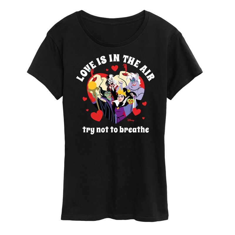 ディズニー レディース トップス Tシャツ グラフィック Disney Villains Cruella Ursula Maleficent & Evil Queen Women's Love In The Air Graphic Tee Black ブラック