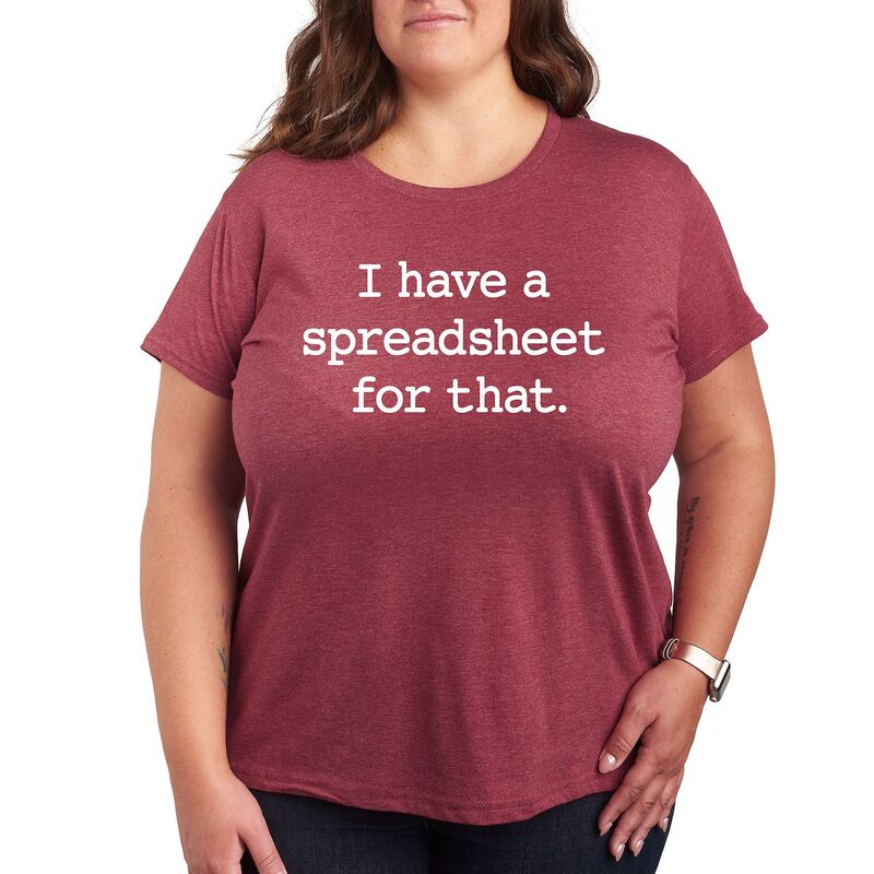 アニメキャラクタ�
2000
� レディース トップス Tシャツ プラスサイズ グラフィック Licensed Character Plusize I Have A Spreadsheet For That Graphic Tee Heather Dark Red ヘザー