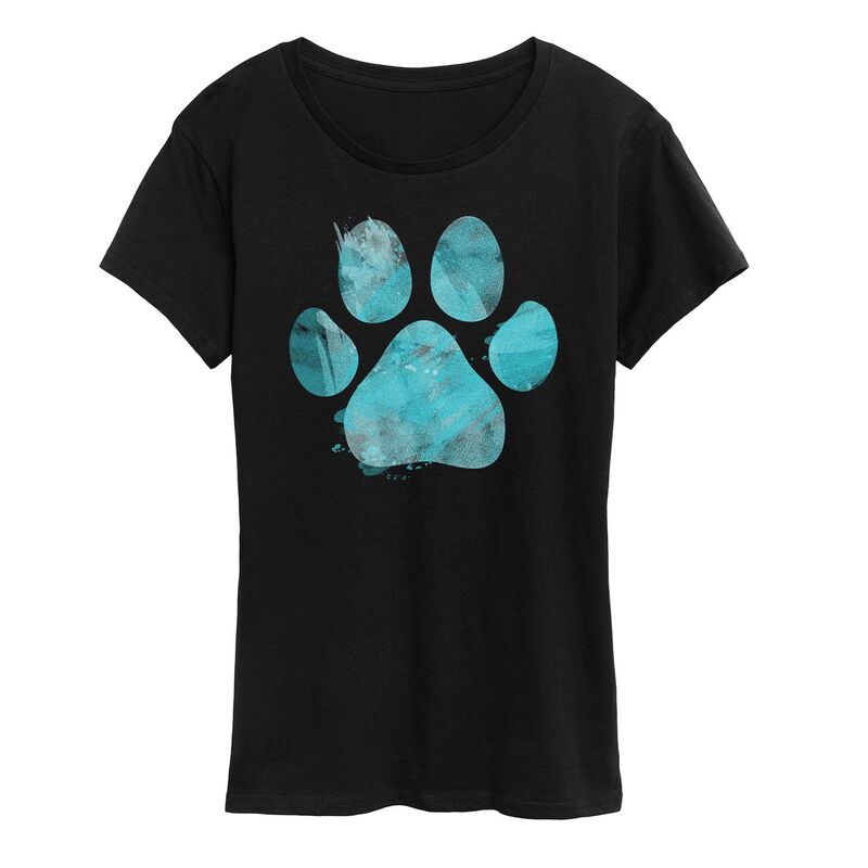アニメキャラクター レディース トップス Tシャツ プリント グラフィック Licensed Character Women's Watercolor Pawprint Graphic Tee Black ブラック