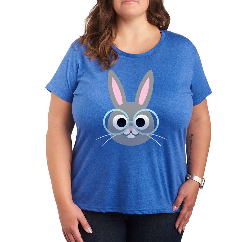 アンブランデッド レディース トップス Tシャツ プラスサイズ グラフィック Unbranded Plus Bunny Face Glasses Graphic Tee Heatheroyal Blue ヘザー