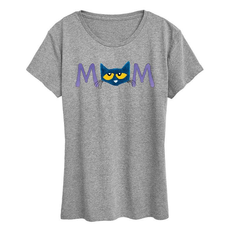 アニメキャラクター レディース トップス Tシャツ グラフィック Licensed Character Women's Pete the Cat Face Mom Graphic Tee Heather Gray グレー