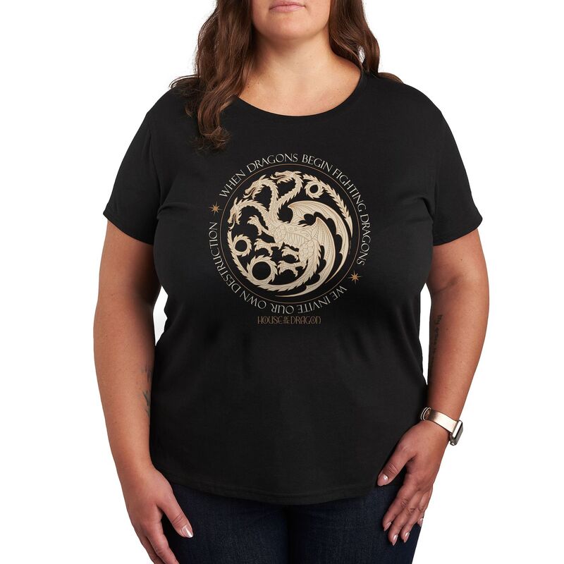 アニメキャラクター レディース トップス Tシャツ プラスサイズ グラフィック Licensed Character Plus House of the Dragon Begin Fightingraphic Tee Black ブラック