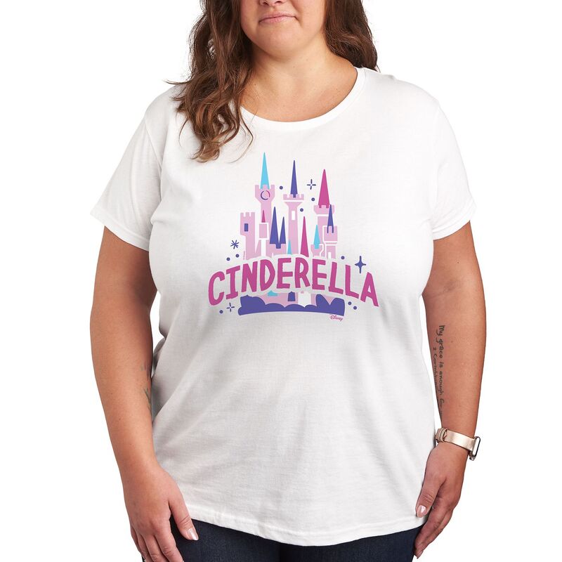 ディズニー レディース トップス Tシャツ プラスサイズ グラフィック Disney Princess Cinderella Plus Castle Graphic Tee White ホワイト