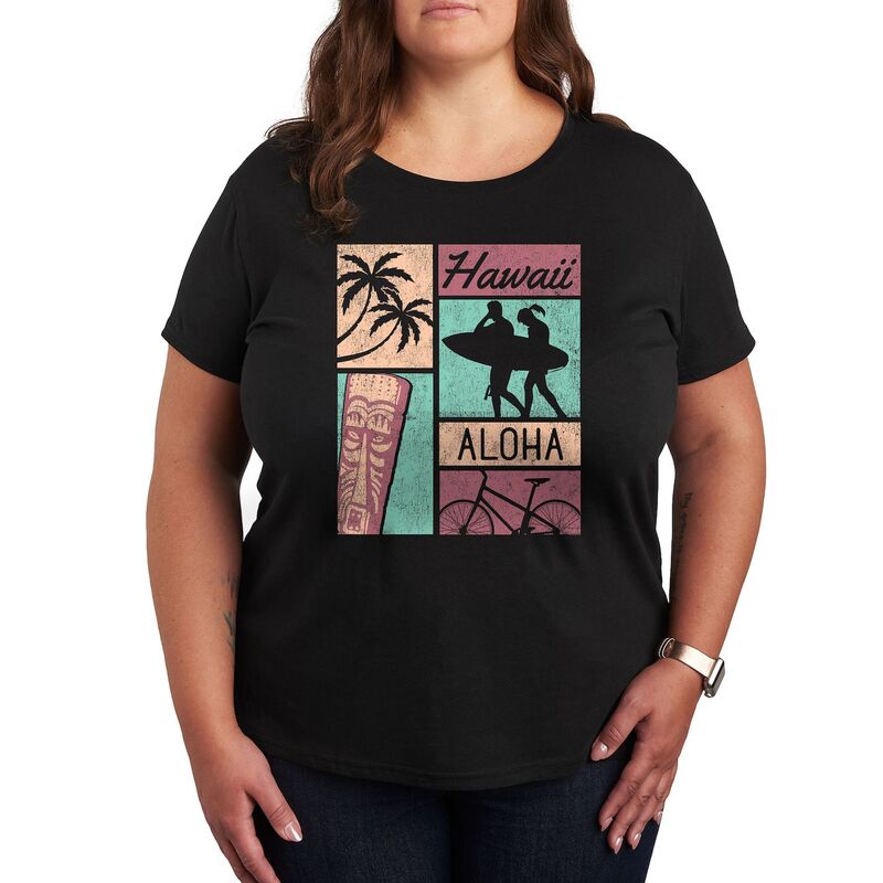 アンブランデッド レディース トップス Tシャツ プラスサイズ グラフィック Unbranded Plus Retro Summer Design Graphic Tee Black ブラック